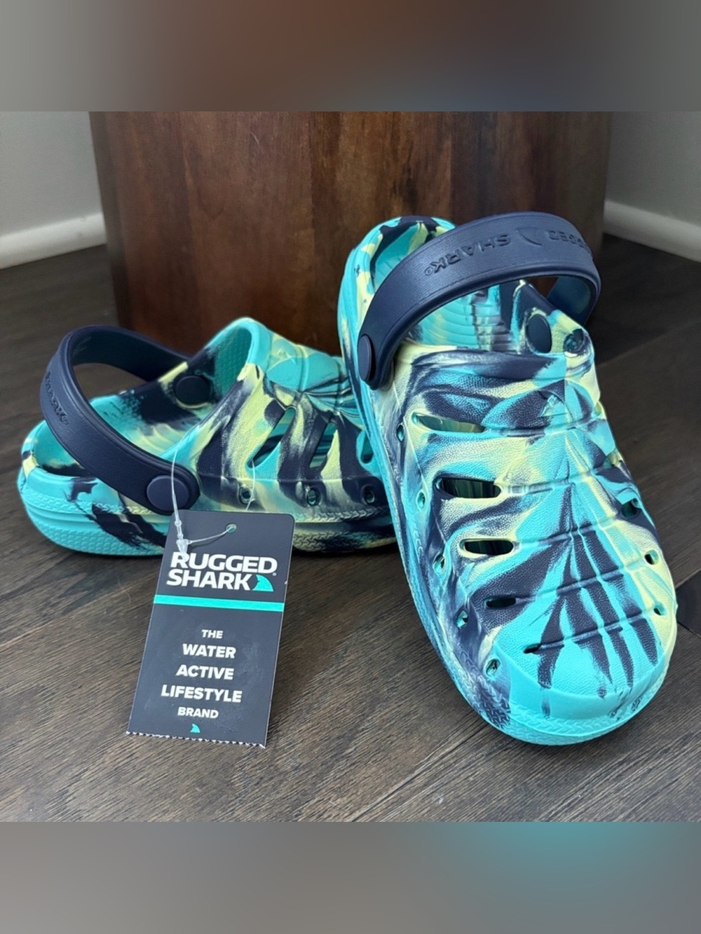 Rugged Shark EVA clog,washable,floatable, comfy,water shoe,strap back,summer